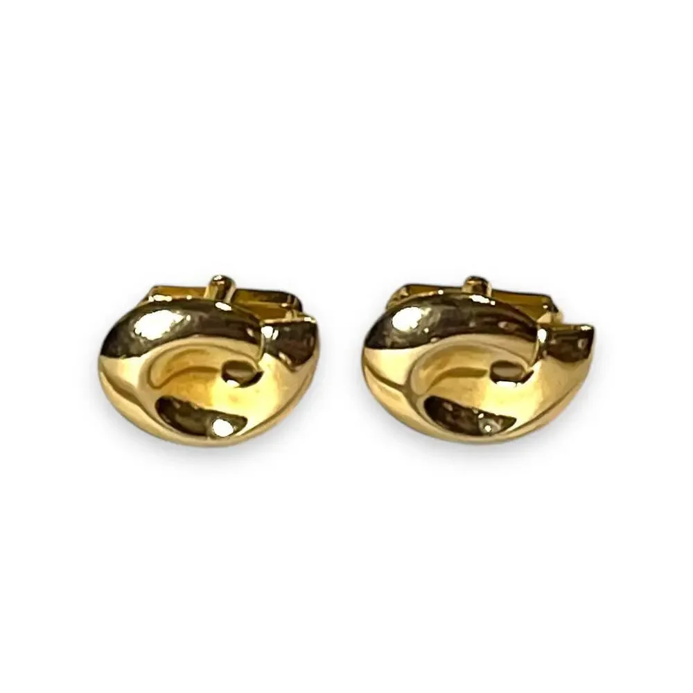 Vintage Swank Cufflinks Mens Gold Tone Crescent Wave Abstract MCM